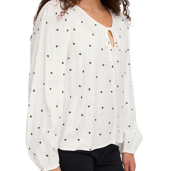 Ichi IHELVA Longsleeve Blouse With All Over Heart Print, Size 36 (Med) - Picture 2 of 11